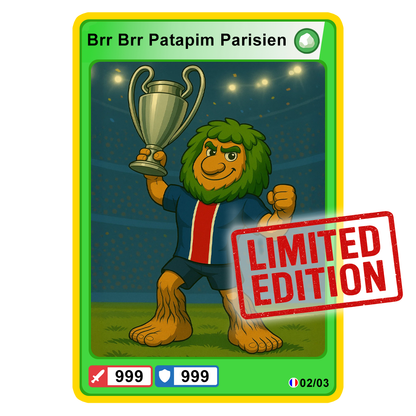 [Preordine] 3 Carte LIMITED EDITION di ITALIAN BRAINROT CARD® - 🏆 Il PSG vince la Champions.